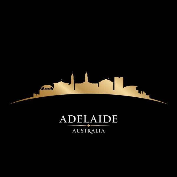 Adelaide Avustralya şehir silueti siyah arka plan — Stok Vektör