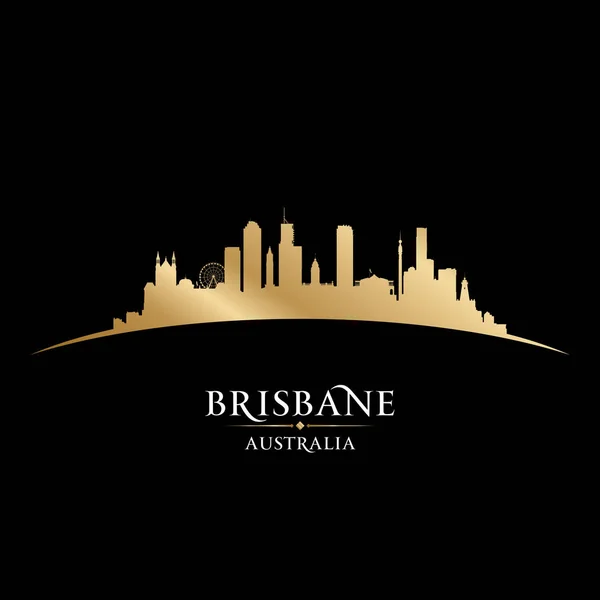 Brisbane Avustralya şehir silueti siyah arka plan — Stok Vektör