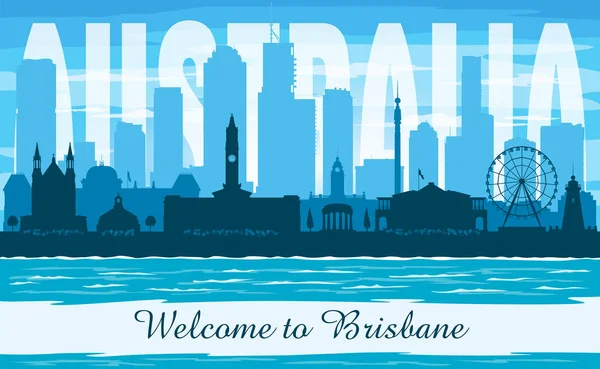 Brisbane Australia città skyline silhouette vettoriale — Vettoriale Stock
