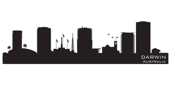 Darwin Australia city skyline vector silhouette — Stock Vector