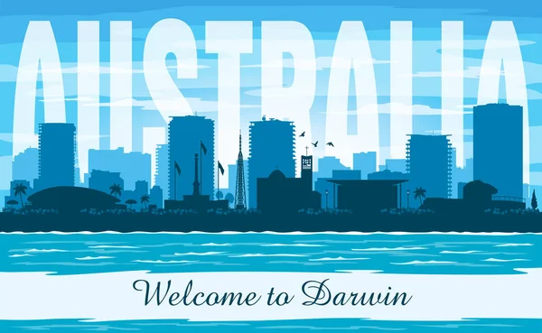 Darwin australia city skyline vektorsilhouette — Stockvektor