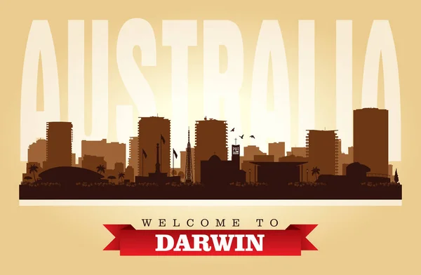 Darwin Australia ciudad skyline vector silueta — Archivo Imágenes Vectoriales