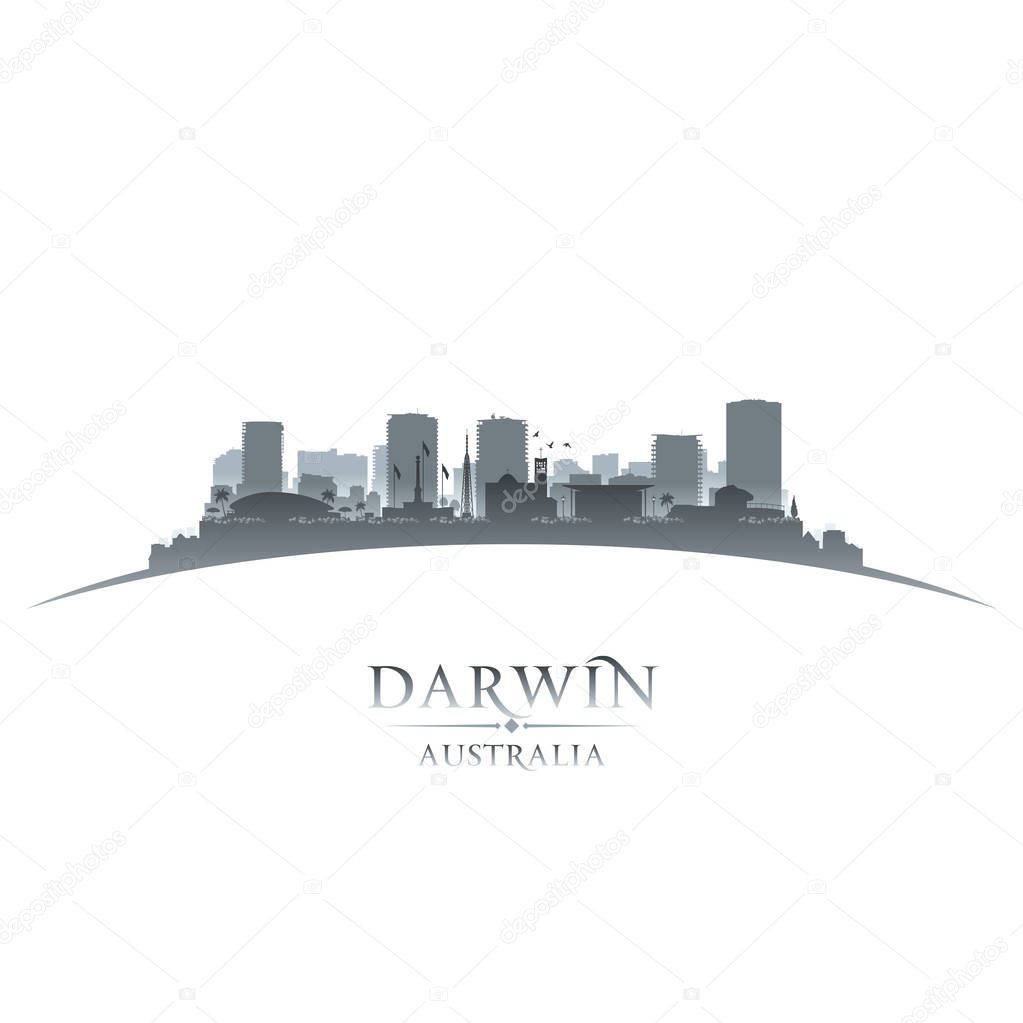 Darwin Australia city silhouette white background 