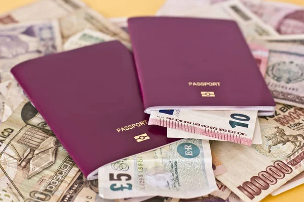 Foreign Passports Money European Countries — Stock Photo, Image