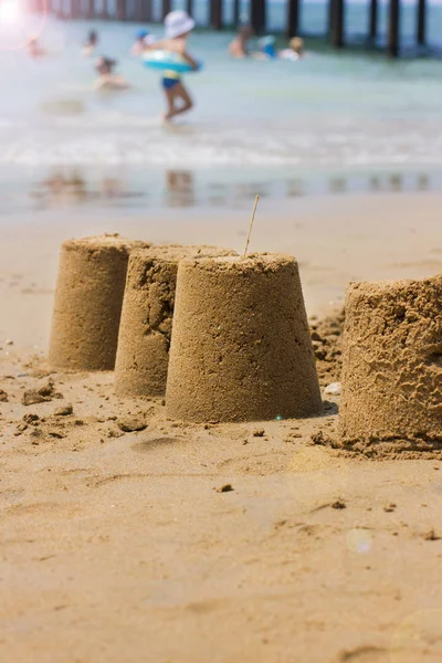 Hrad Písku Pláži Moře — Stock fotografie
