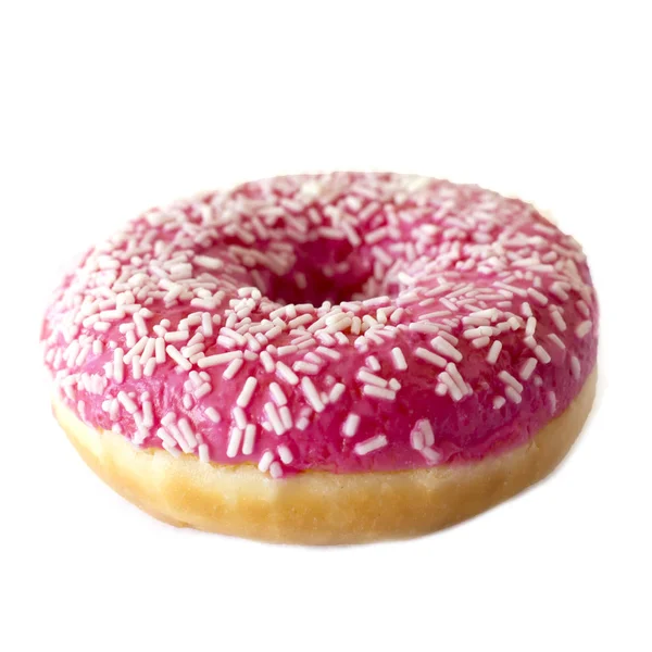 Leuchtend Rosa Donut Auf Weißem Hintergrund — Stockfoto