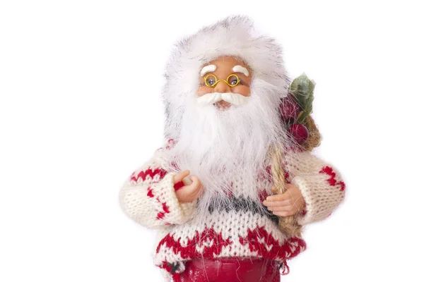 Санта Клаус Рождественскими Подарками Изолированный Белом Фоне — стоковое фото