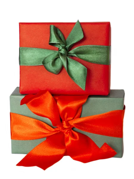 Gruppe Von Geschenken Und Geschenkboxen Isoliert Auf Weiß — Stockfoto