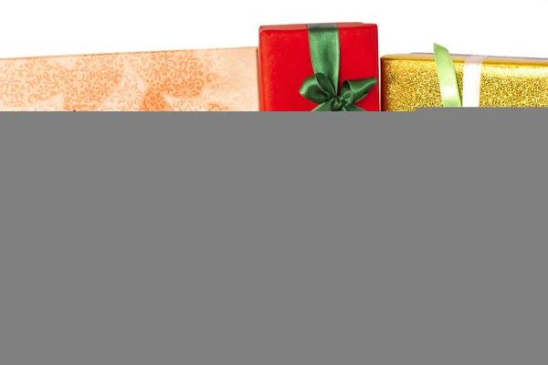 Gruppo Regali Scatole Regalo Isolate Bianco — Foto Stock