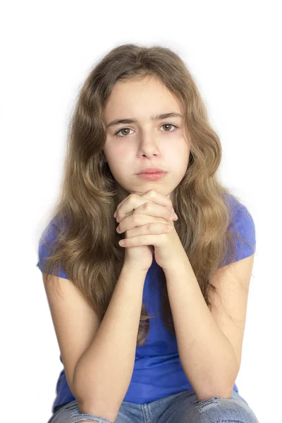 Menina Adolescente Muito Assustada Com Lágrimas — Fotografia de Stock