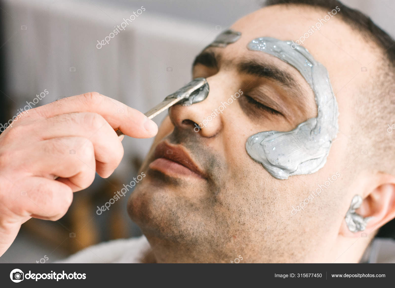 Male Face Waxing Barber Removes Hair By Shugaring From The Face