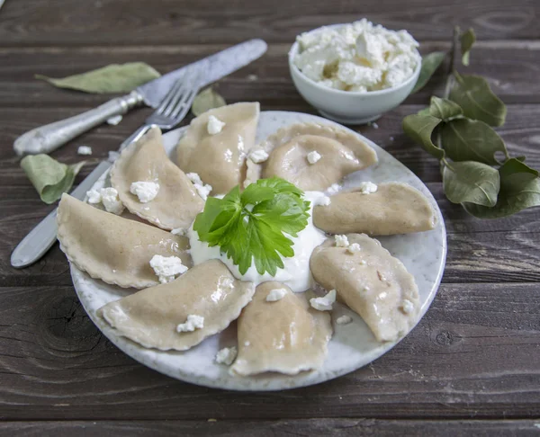 Russische Dumplings Met Kwark — Stockfoto