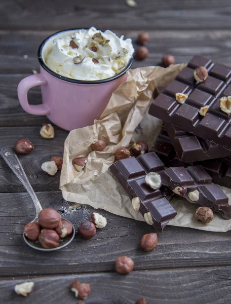 Chocolate Kraft Com Diferentes Gostos Café Aromático Mesa — Fotografia de Stock