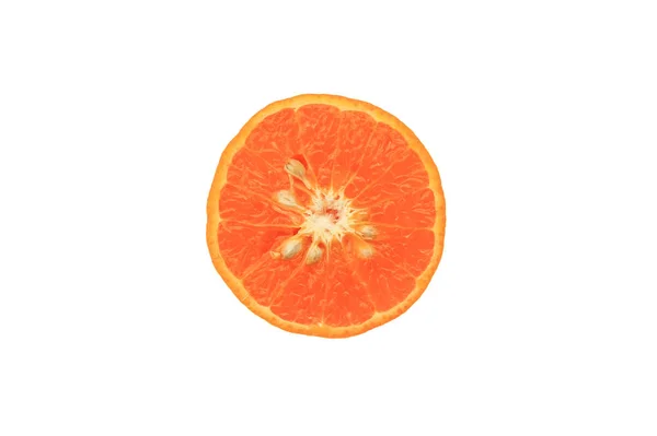 Schnitt Orange Auf Weißem Hintergrund — Stockfoto