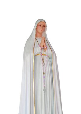 Roma Katolik Kilisesi beyaz arka plan üzerinde izole kutsal kadın heykelleri