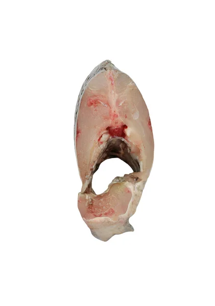 Kawałek Ryby Tilapia Plasterkach Białym Tle — Zdjęcie stockowe