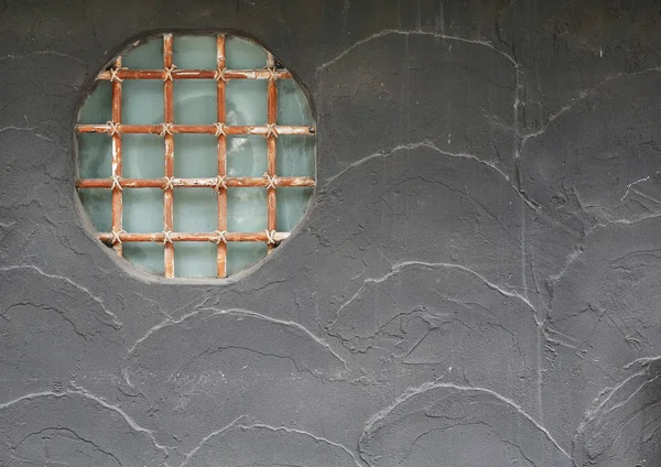 Velkou Výhodou Japonský Dekorativní Design Okna Zeď Abstraktní Šedého Cementu — Stock fotografie