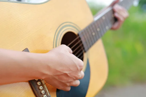 Gitar Yeşil Alan Müzisyen — Stok fotoğraf