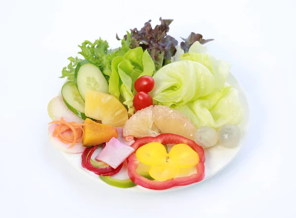 Zeleninový Salát Bílém Pozadí Zdravé Potraviny — Stock fotografie