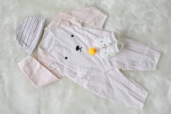 Coleção Itens Bodysuits Para Bebês Recém Nascidos Com Meias Toalha — Fotografia de Stock