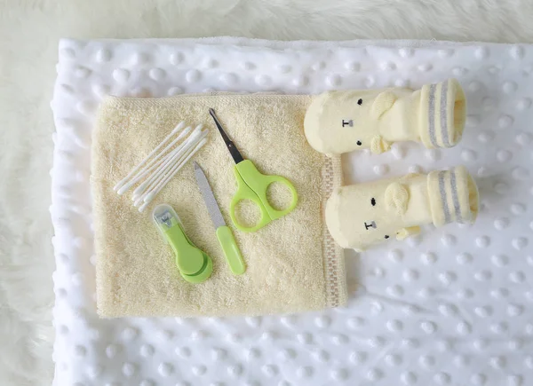 Dětský Sesychá Hygienické Potřeby Bílou Srst — Stock fotografie