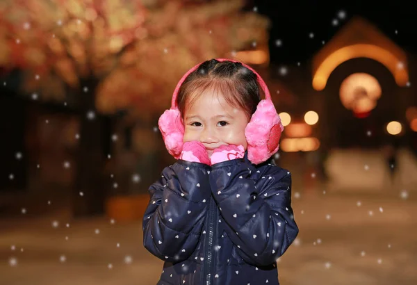 Portrait Little Girl Snow Winter Time — Stock Photo, Image