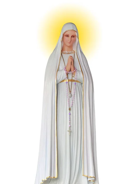 Standbeeld Van Maagd Maria Rooms Katholieke Kerk Geïsoleerd Witte Achtergrond — Stockfoto