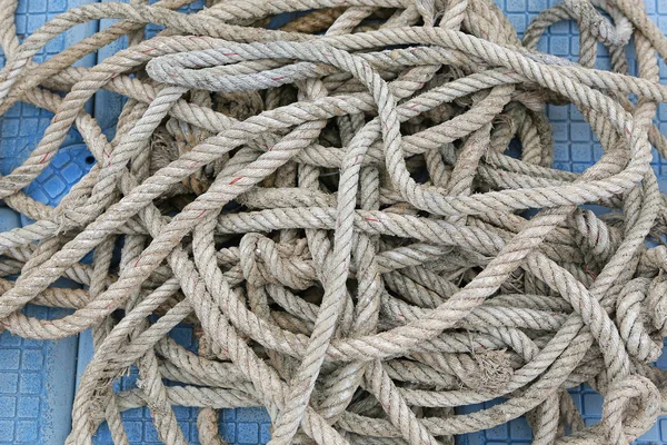 Close Pile Ship Rope Floating Pontoon — Stock Photo, Image