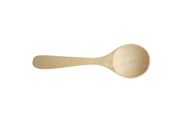 Wooden Spoon Isolated White Background Top View — Stock Photo, Image