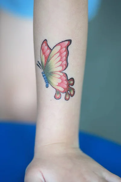 Butterfly Klistermärke Barn Klä Upp Tatueringar — Stockfoto