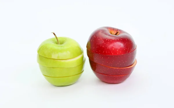 Sliced Shuffled Green Red Apple — Stock Photo, Image