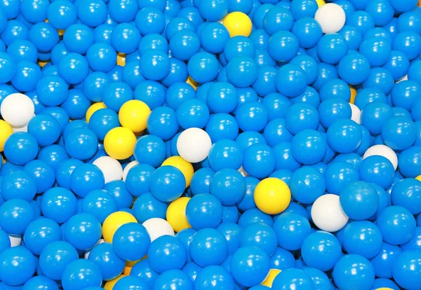 Blue Plastic Balls Some White Yellow Kids — Stock Photo, Image