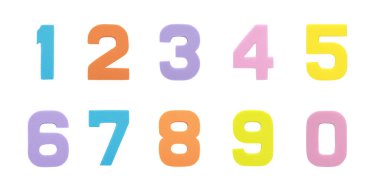 Sünger beyaz arka plan üzerinde izole kauçuk küme koleksiyon Arapça sayı sembolü.