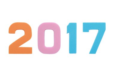 Beyaz arka plan üzerinde izole Arapça sayısı 2017 sünger lastik.