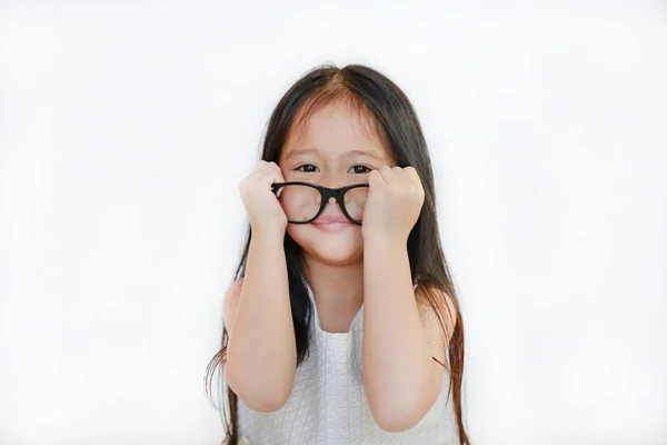 Retrato Niña Asiática Con Gafas Sobre Fondo Blanco —  Fotos de Stock