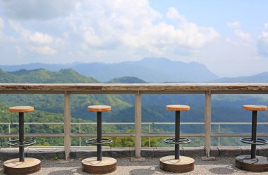 Dışkı manzara teras ile bulut ve mavi gökyüzü güneşli gün, bakış, satır.