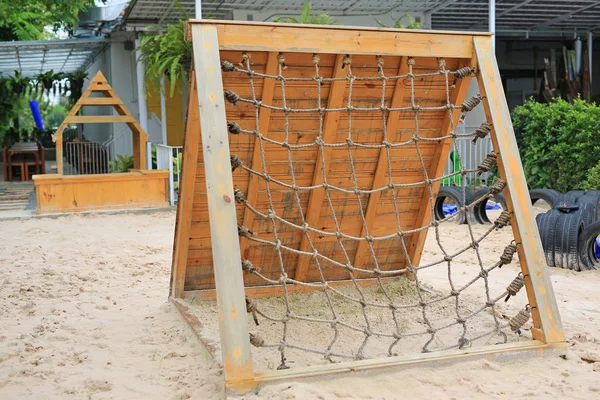 Rope Net Tied Climb Outdoor Playground — Stock Photo, Image