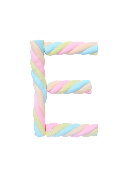 Marshmallows Alphabet Isoliert Auf Weißem Hintergrund — Stockfoto