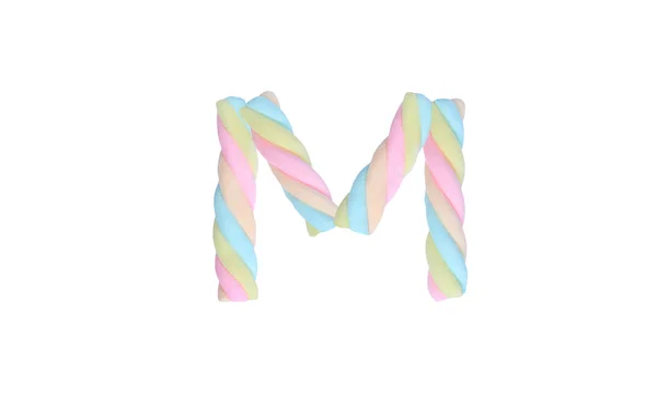 Marshmallows Alfabet Geïsoleerd Witte Achtergrond — Stockfoto