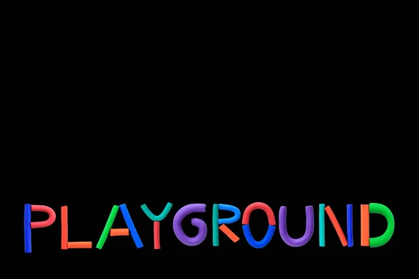 Alphabet Coloré Argile Texte Playground Isolé Sur Fond Noir Avec — Photo