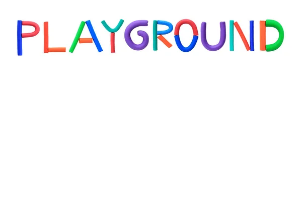Alphabet Coloré Argile Texte Playground Isolé Sur Fond Blanc Avec — Photo