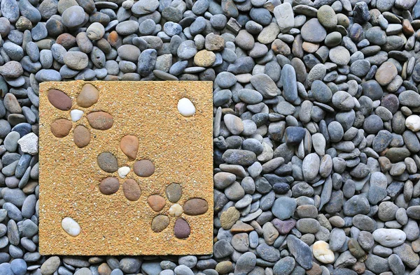 Pebble Stone För Spa Bakgrund Stenblock Med Grus Blomma Form — Stockfoto