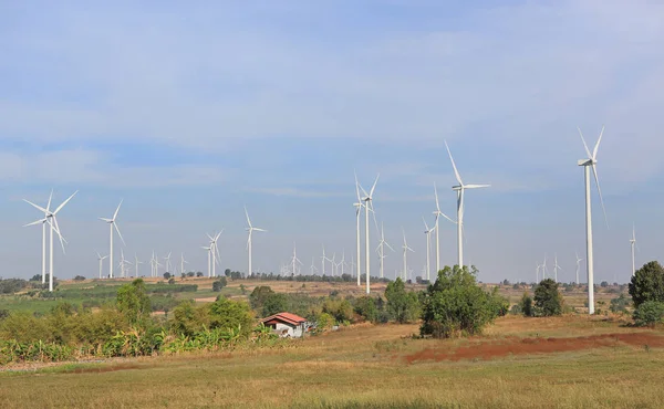 Landschaft Blick Auf Hügel Und Windmühlen Windräder Zur Stromerzeugung Auf — Stockfoto