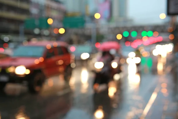 Luce Offuscata Bokeh Dal Semaforo Dell Automobile Sulla Strada Traffico — Foto Stock