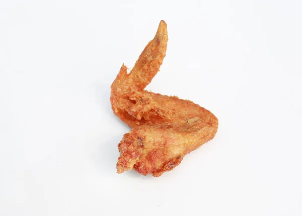 Stekt Kyckling Vinge Isolerad Vit Bakgrund — Stockfoto
