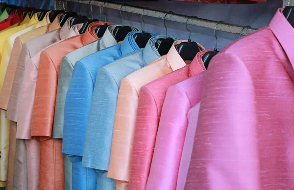 Thai Silk Suit Hanging Shop — Stock Photo, Image