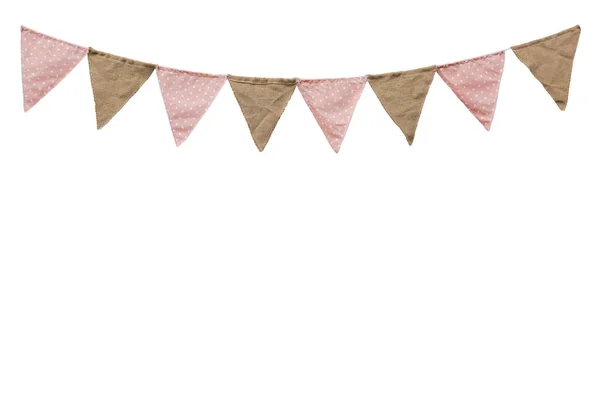 Hanging Party Flags Decorations Copy Space Isolated White Background Design — Stock Photo, Image
