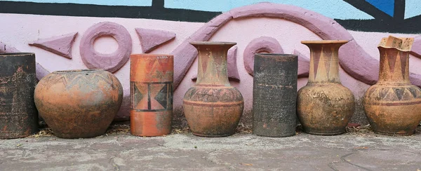 Fila Vecchio Stile Vaso Argilla Giardino Decorazione Del Giardino — Foto Stock