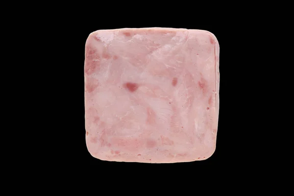 Stukje Gesneden Varkensvlees Ham Geïsoleerd Zwarte Achtergrond Top View — Stockfoto