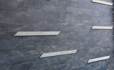 Perspektif şerit arka plan ile perspektif koyu mermer tuğla duvar.